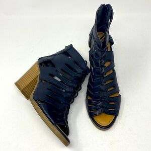 ‼️RAMPAGE VENYCE VITAL Cut Out Block Heel Lace Up Boots, Black 8.5